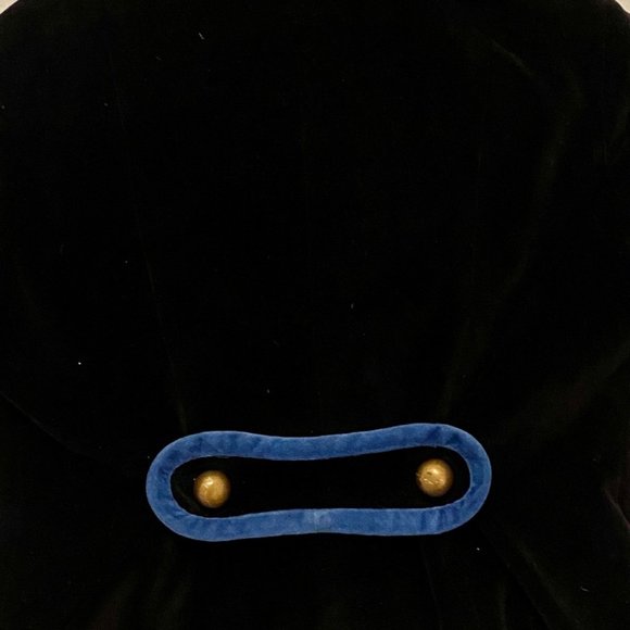 Marc Jacobs Velvet Black Blue Gold Button Blazer Jacket Size 4 - Picture 3 of 7